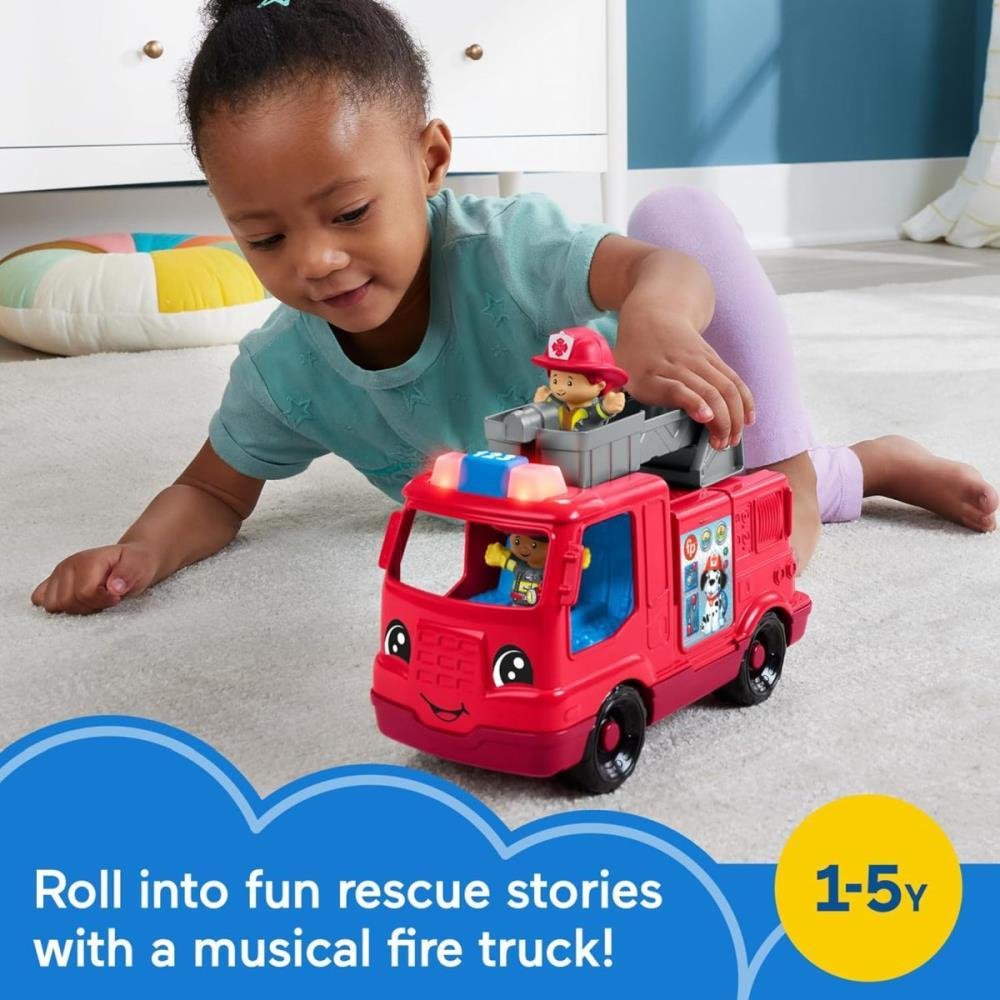 Caminhão De Bombeiros Fisher-Price Little People Com Som, Luz E 2 Figuras