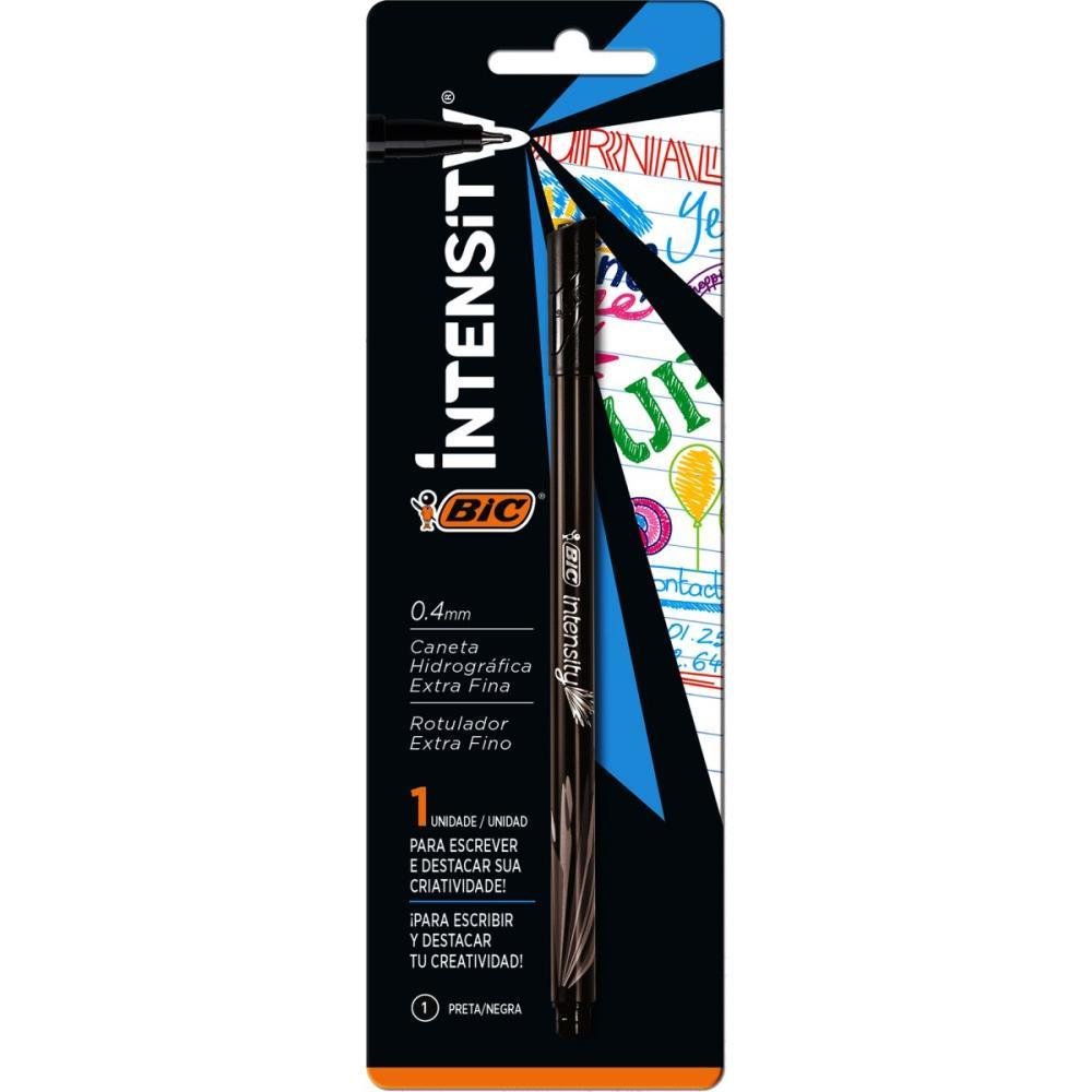 Caneta Com Ponta Porosa Bic Intensity 0.4Mm Preta - Bloco Com 01