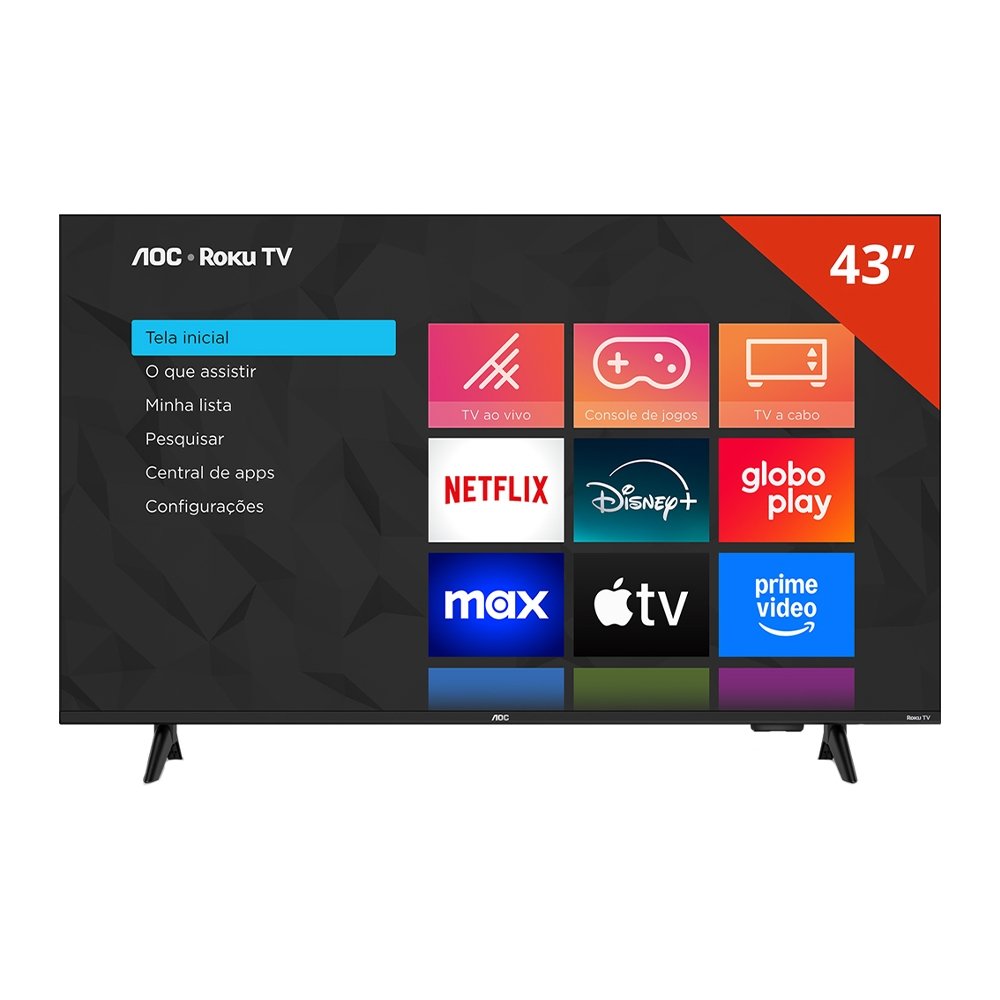 Smart TV 43" LCD LED AOC 43S5155/78G - Wi-Fi DLED FHD, Quad Core, HDMI USB
