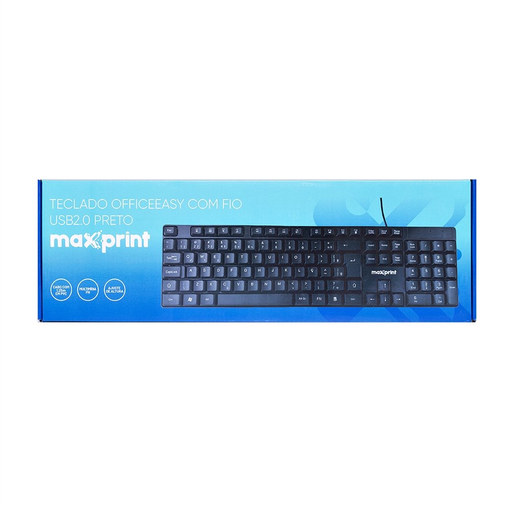 Max Print Keyboard Teclado Maxprint OFICEEASY - Com Fio, USB 2.0, Preto | Martins Atacado