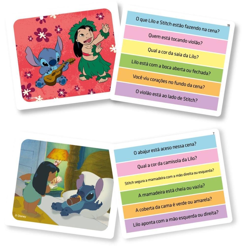 Jogo De Cartas Quem Viu O Stitch Com 30 Cartas, Dado E Ampulheta