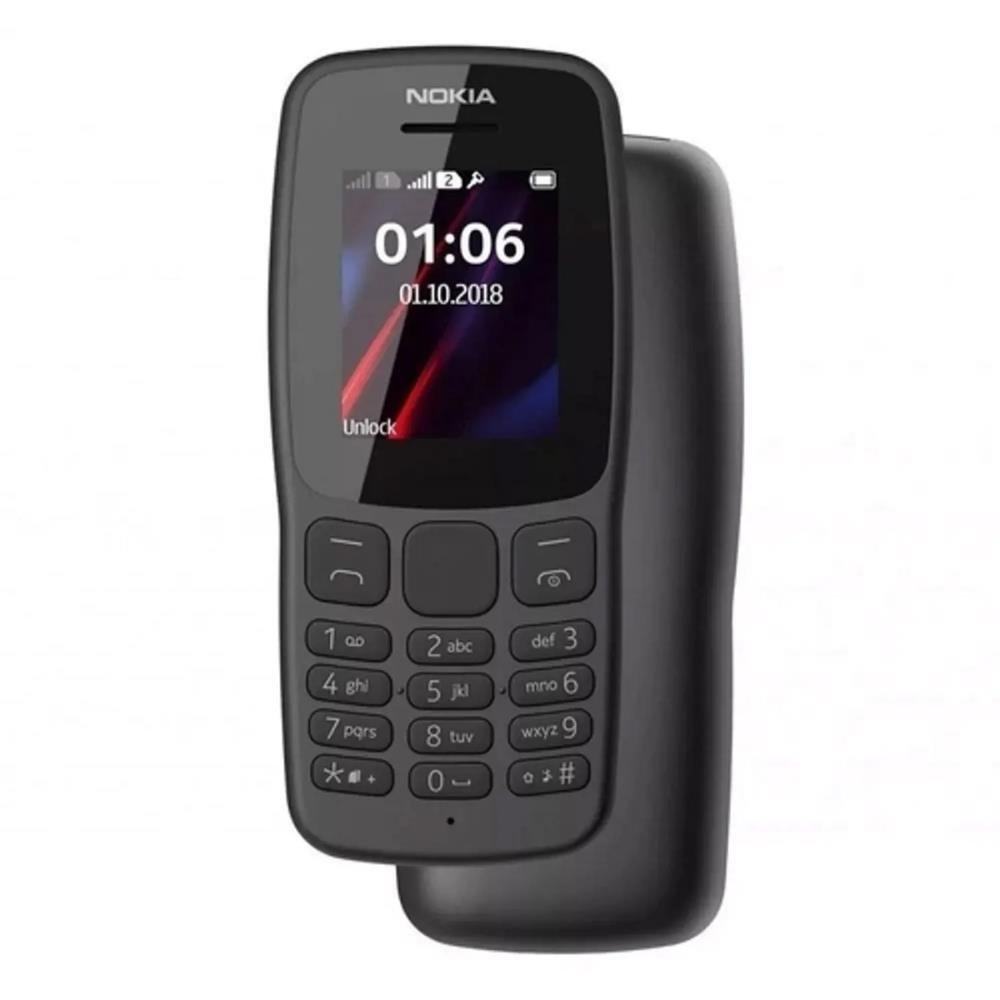 Celular Nokia 106 2G 32Mb Dual Chip Mp3 Radio Fm Tela 1.8 Preto