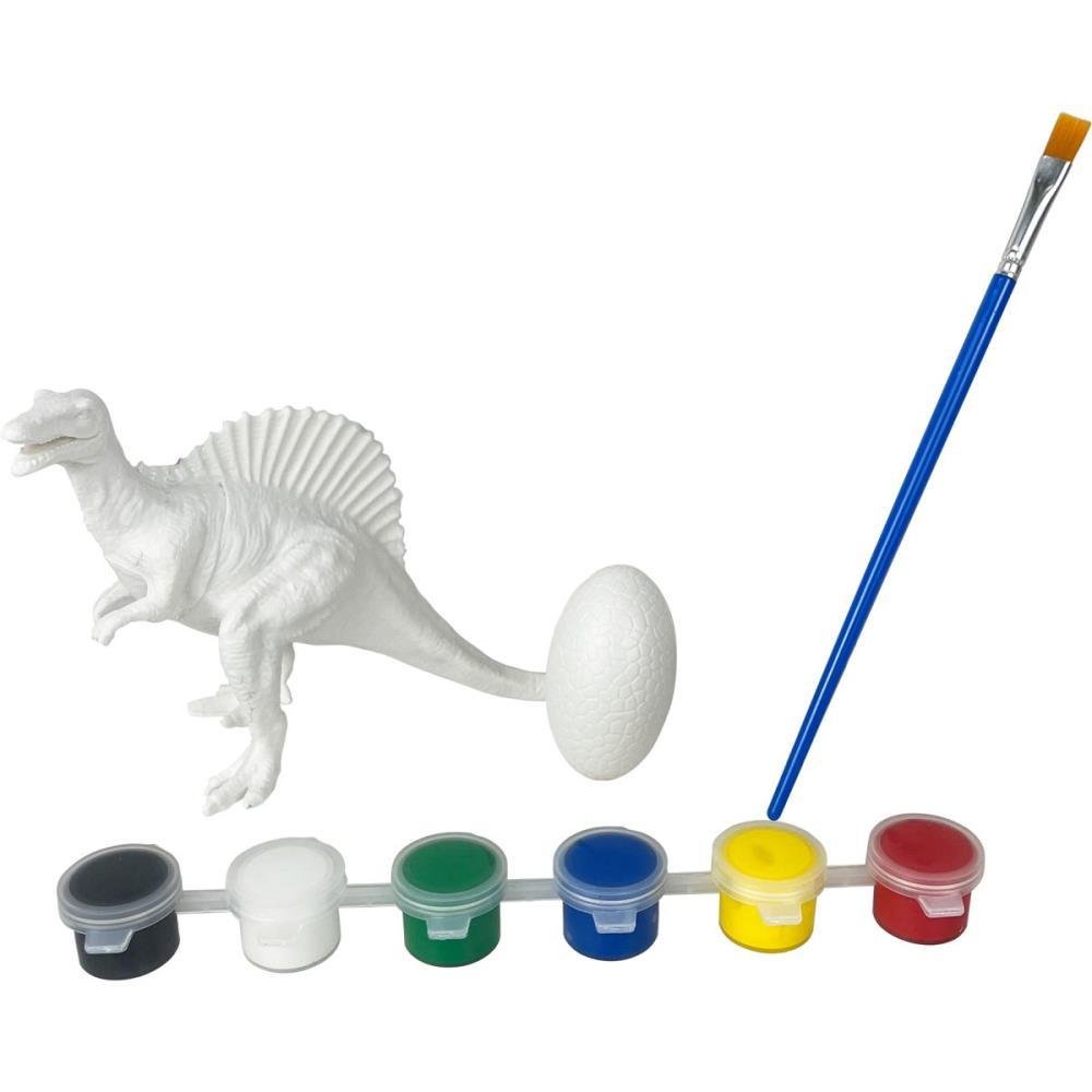 Brinquedo Para Colorir Kit Dinossauro De Pintar Com Tintas E Pincel