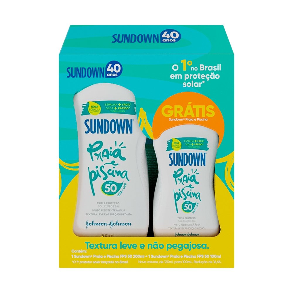 Protetor Sundown Praia e Piscina FPS 50 200ml + Sundown 100ml Grátis