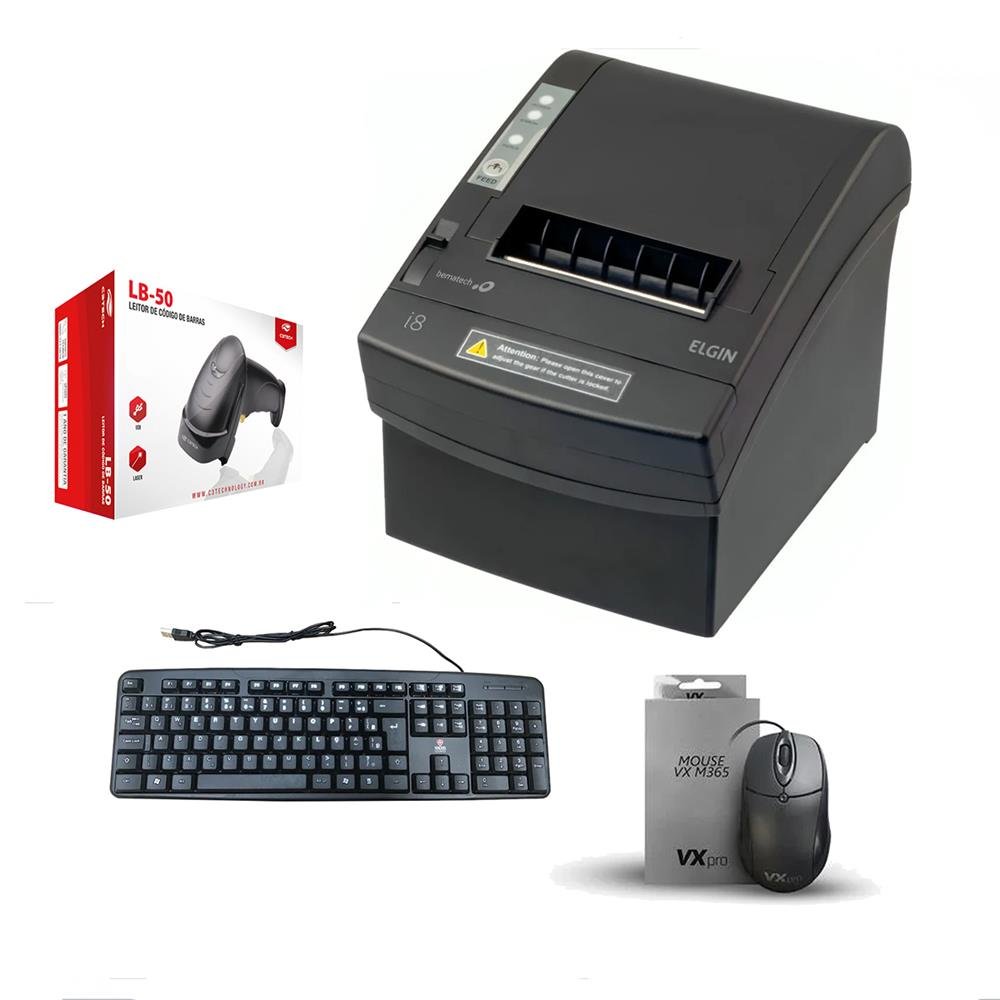 Combo Impressora Elgin I8 + Teclado + Mouse + 2 Leitores C3 Tech