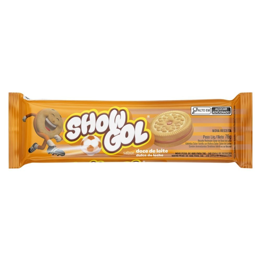 Biscoito Cory Recheado Show Gol Doce De Leite 76G