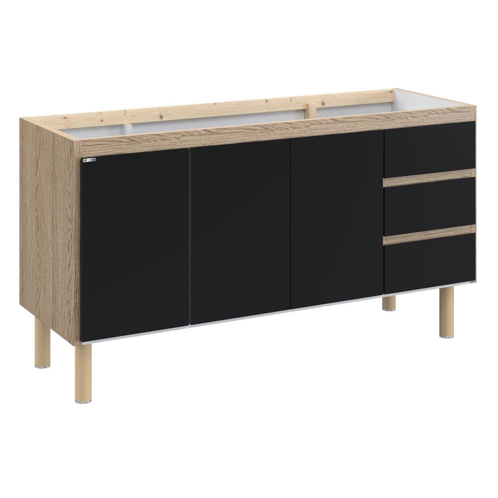 Armário Cozinha Atenas Aj Rorato 144,2 Cm Preto