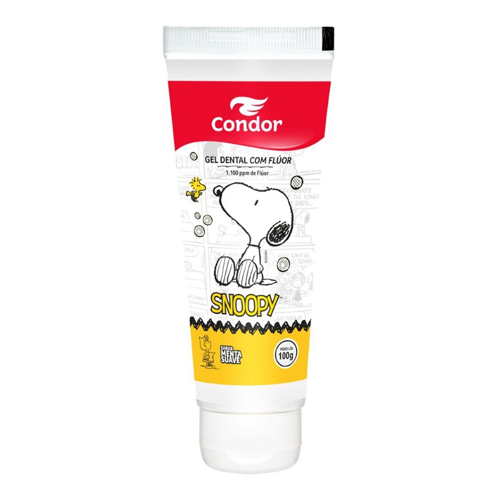 Creme Dental Condor Snoopy Menta Suave 100g - Embalagem com 12 Unidades