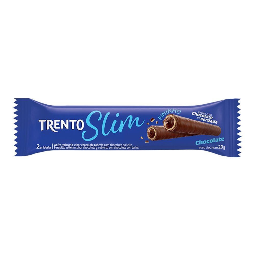 Chocolate Trento Wafer Slim Chocolate 20g - Embalagem com 16 Unidades