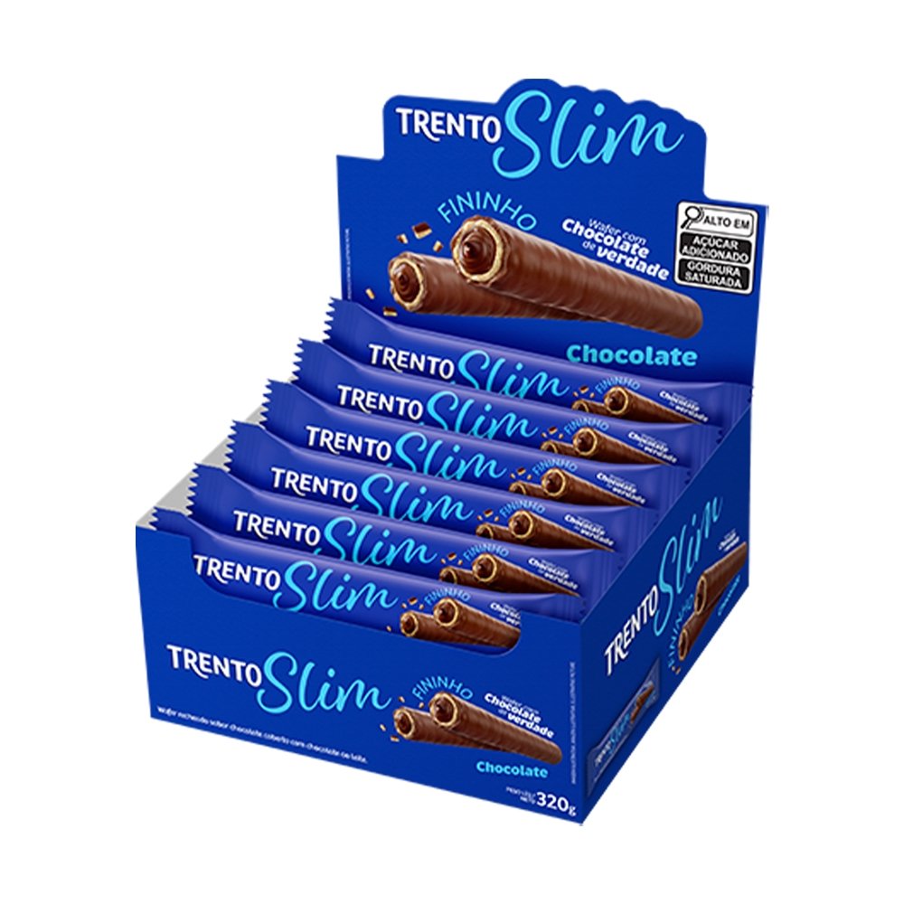 Chocolate Trento Wafer Slim Chocolate 20g - Embalagem com 16 Unidades
