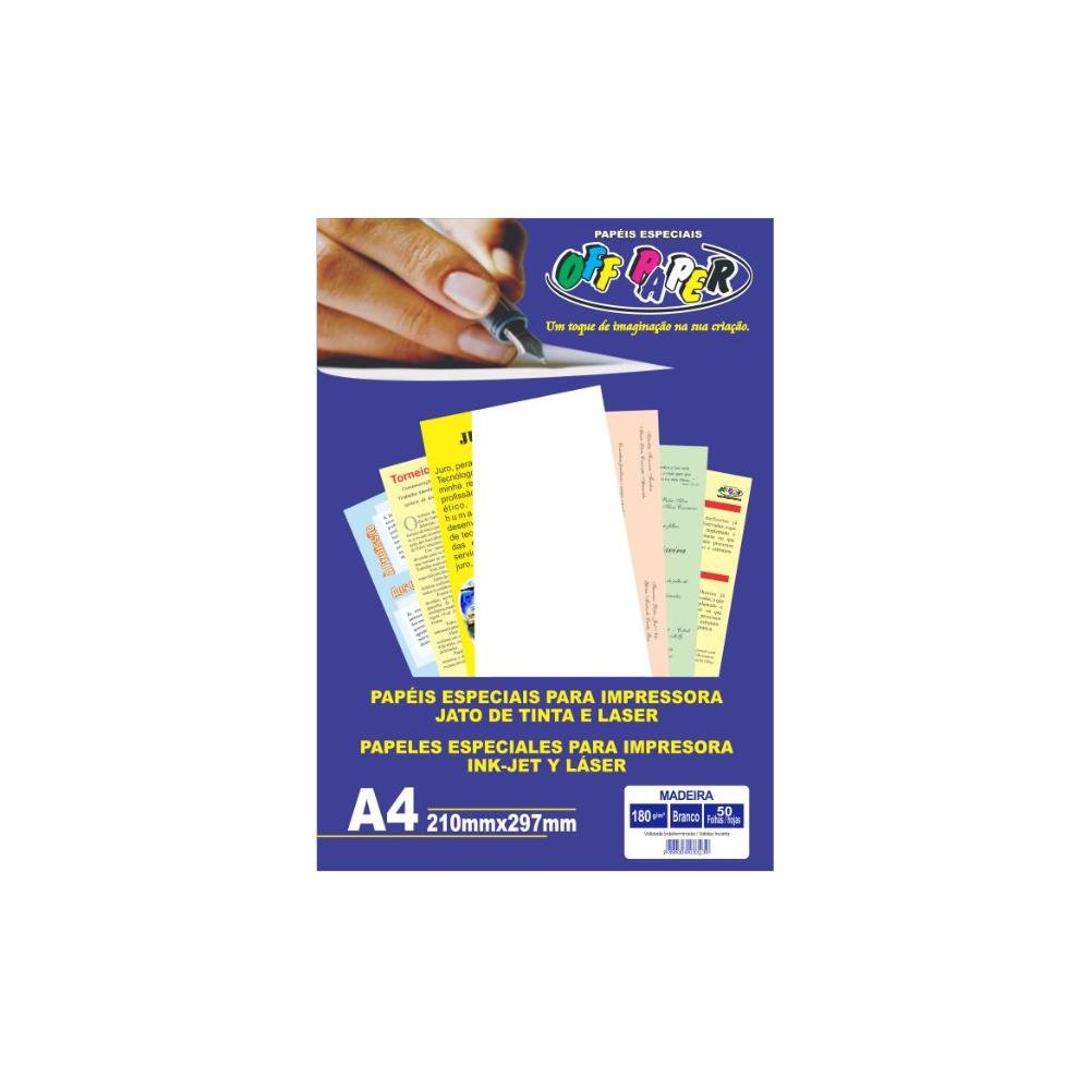 Papel Off Paper Madeira Branco A4 180Gr C/50