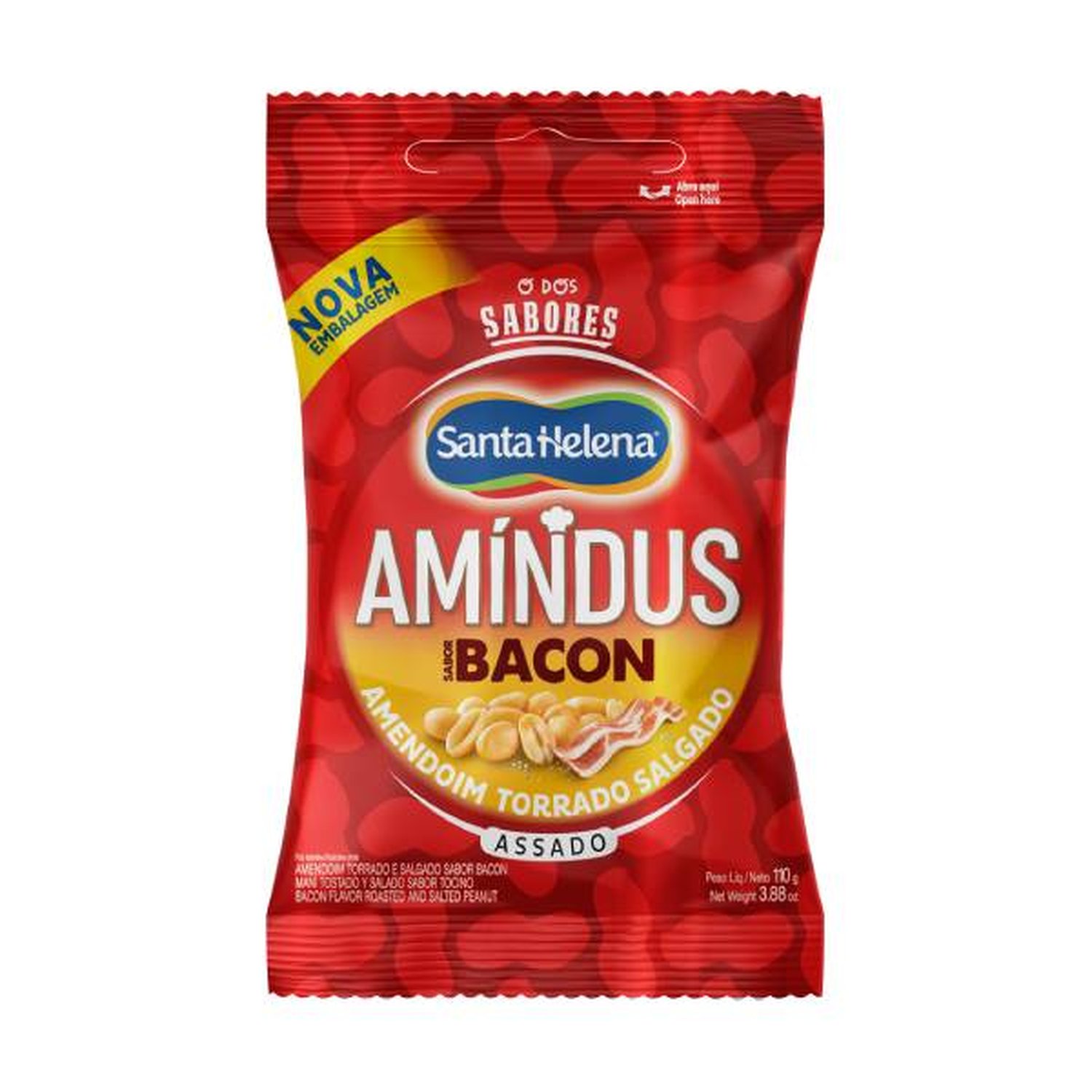 Amindus Amendoim Sem Pele Salgado Bacon 110G