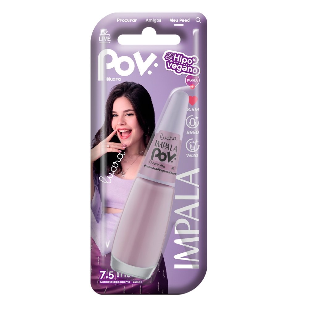 Esmalte Impala Cremoso Pov Daily Vlog Rosa Blister 7,5ml