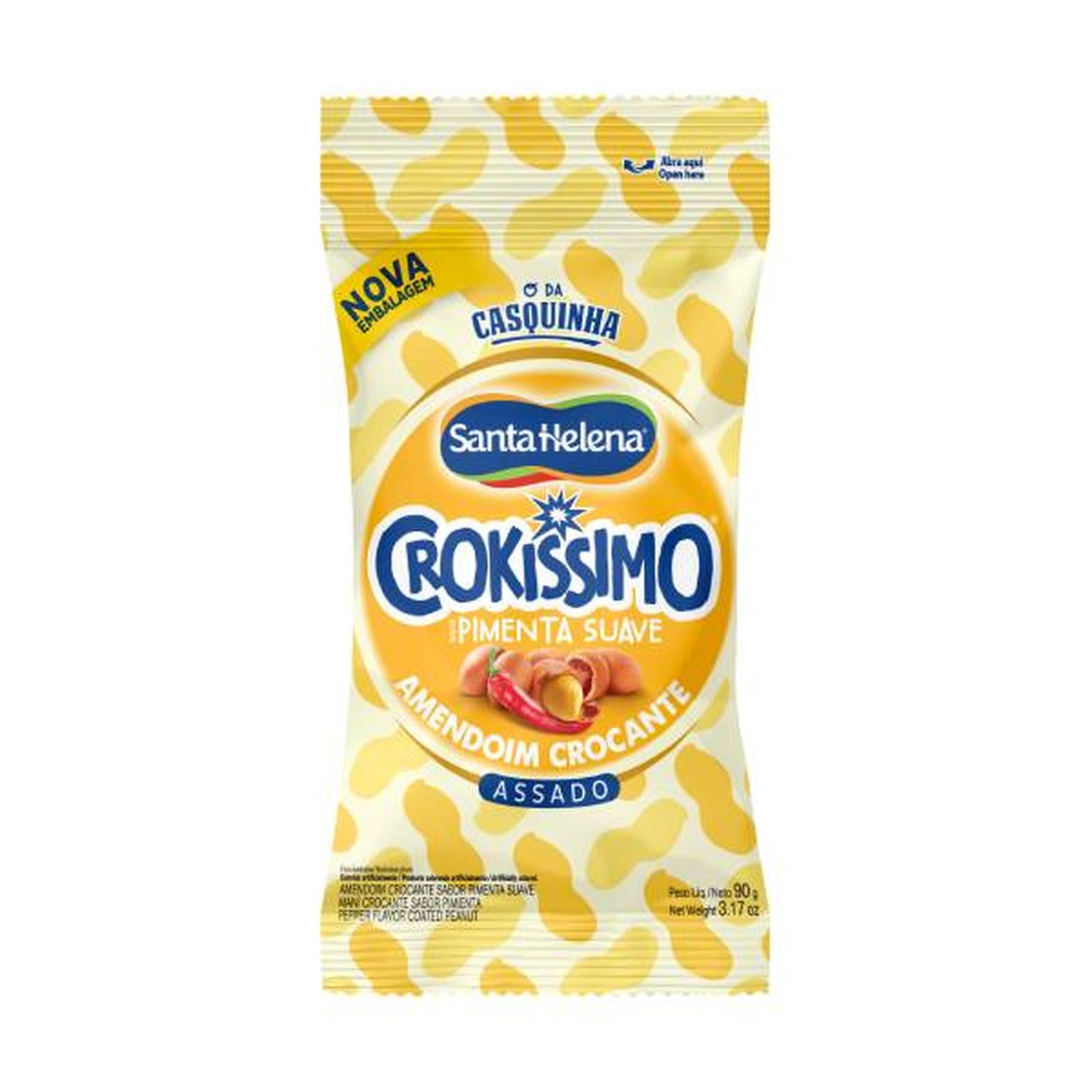Crokíssimo Amendoim Crocante Pimenta Suave 90G Pacote