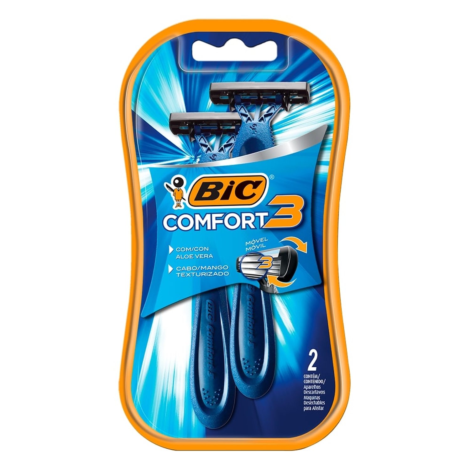 Aparelho de Barbear Bic Comfort 3 Cabeça Móvel Pele Normal - Embalagem com 2 Unidades