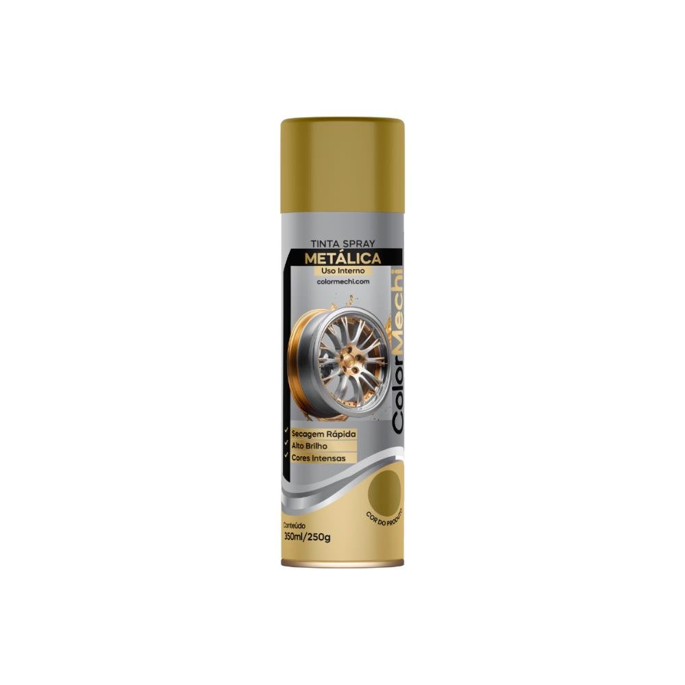 Tinta Spray 350Ml Metálico Dourado Colormechi