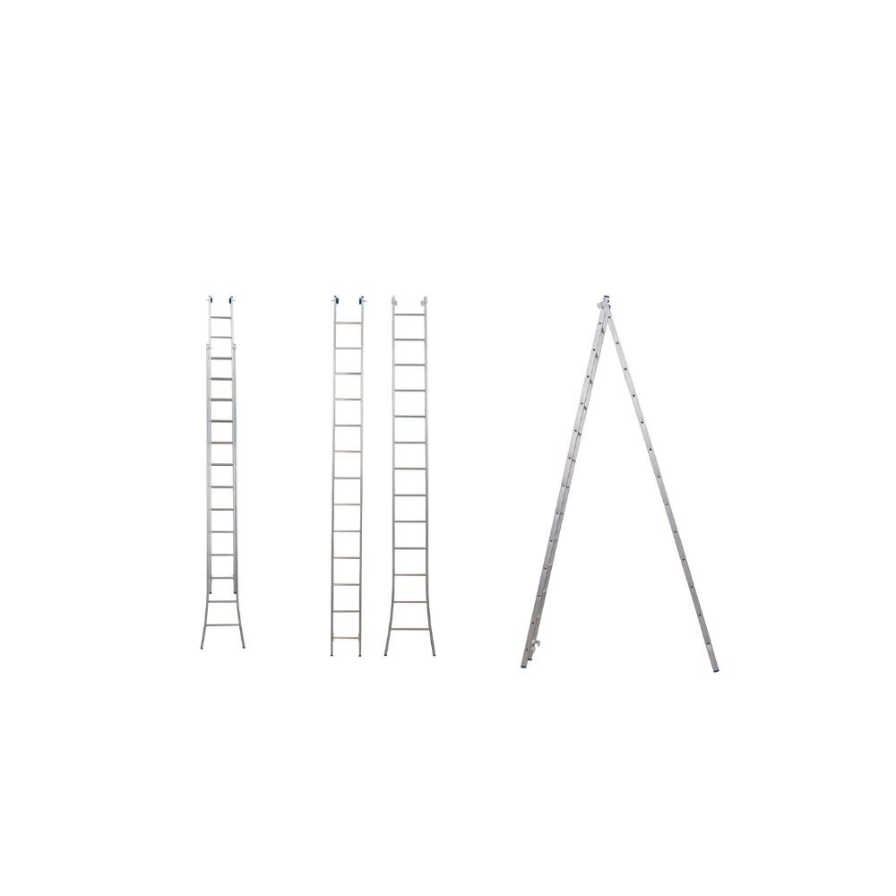Escada De Alumínio Extensiva 13 Degraus 3X1 Suporta 120Kg Alumasa