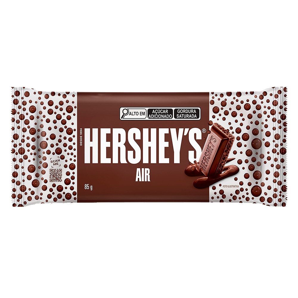 Chocolate Hershey's Ao Leite Aerado 85 g - Embalagem com 16 Unidades