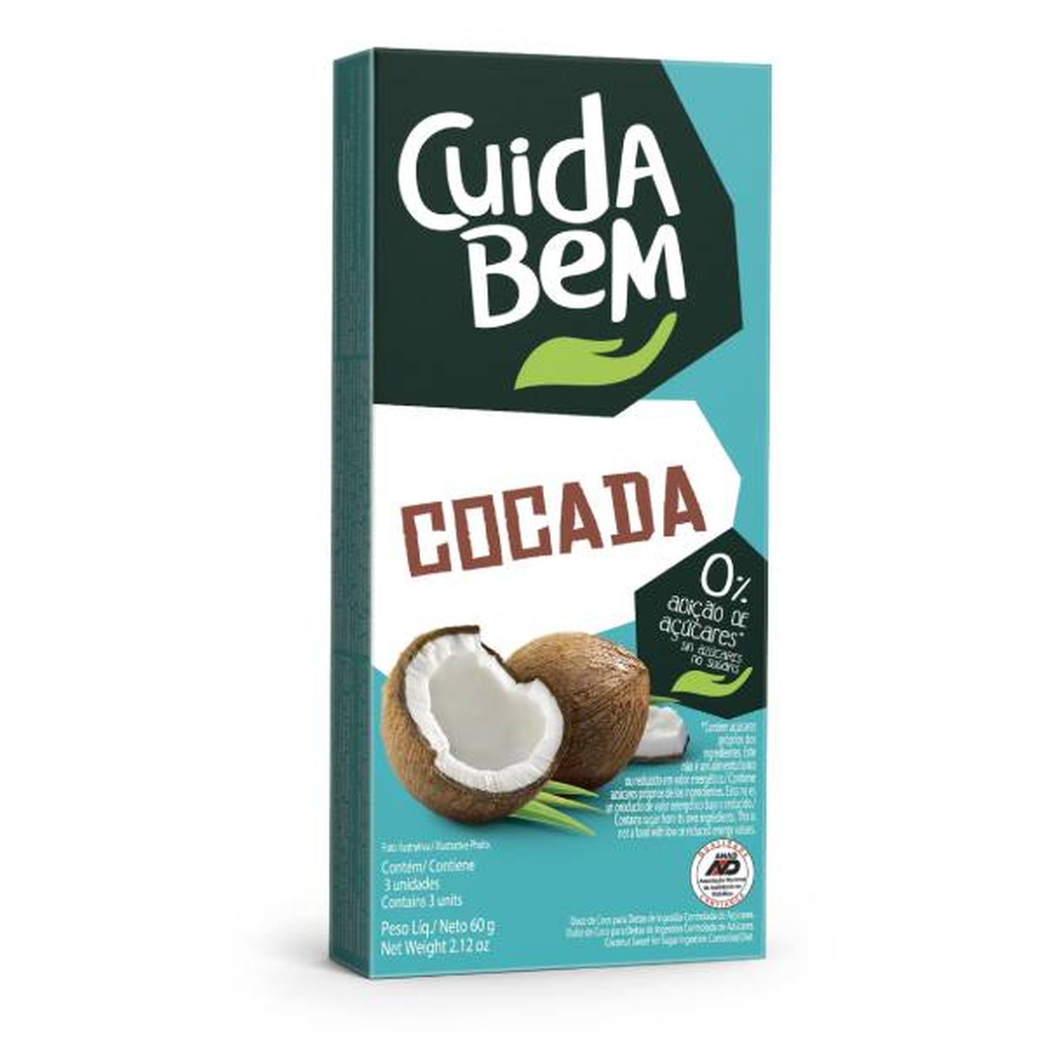 Cocada Cuida Bem Zero Açúcar Caixa 60G Com 3 Unidades De 20G Cada