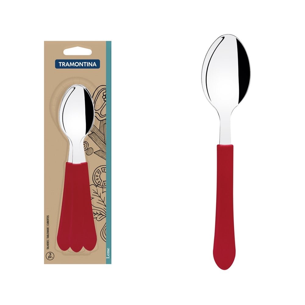 Colher de Mesa Tramontina Malibu, Inox - Embalagem c/ 3 Unidades