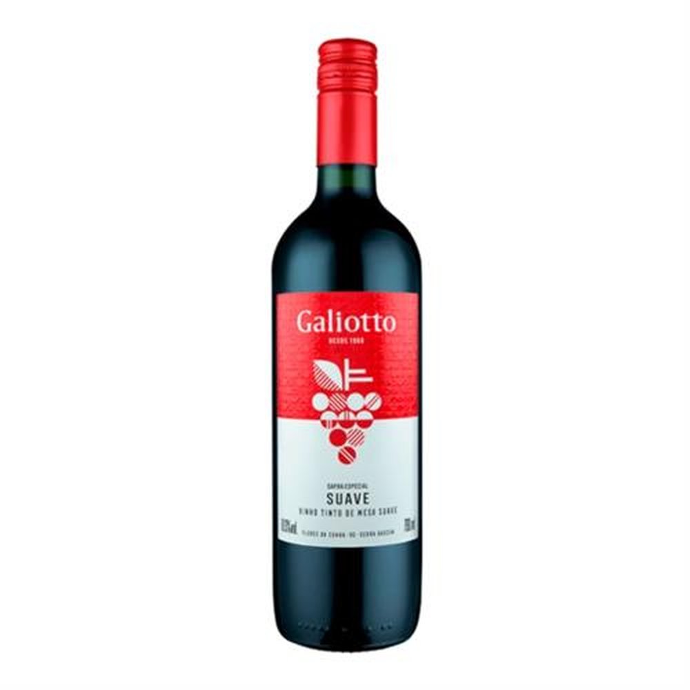 Vinho Galiotto Tinto Suave 750ML - Caixa com 12 Unidades