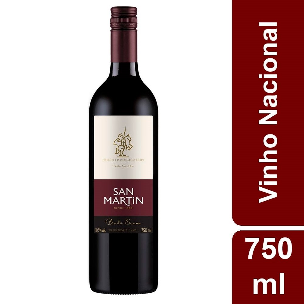Vinho Nacional San Martin Bordô Tinto Suave 750ml