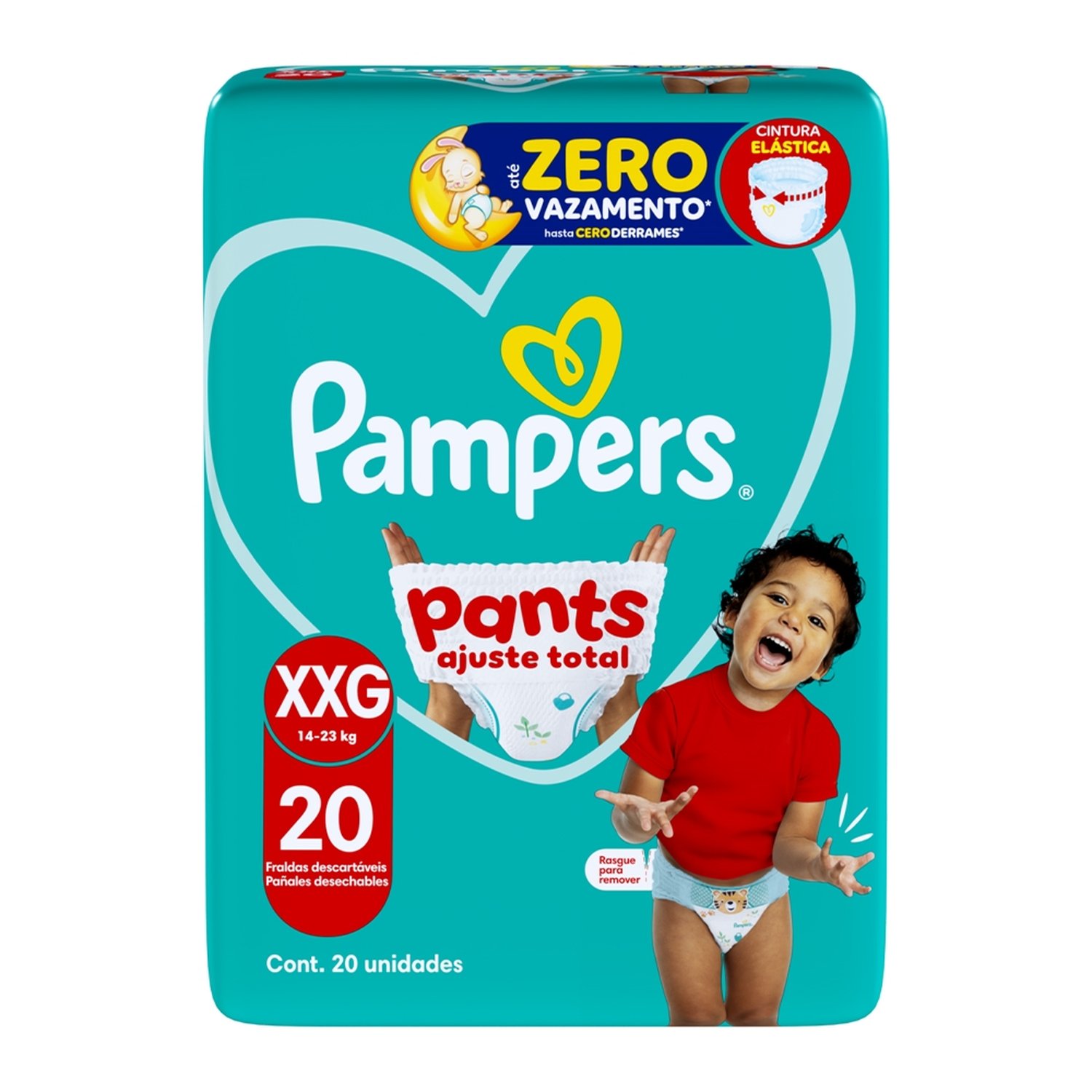 Fralda Descartável Pampers Pants Ajuste Total Mega XXG - 8 Pacotes com 20 Fraldas - Total de 160 Tiras