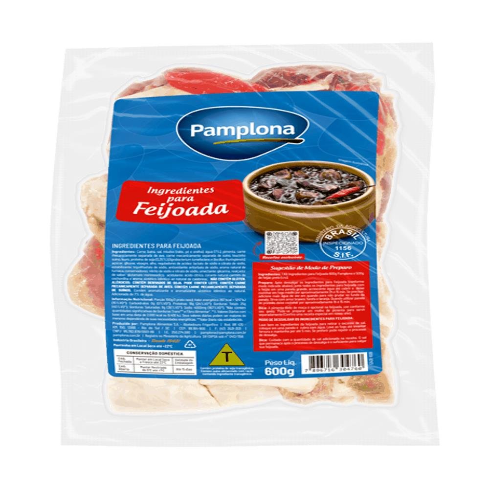 Kit para Feijoada Pamplona - Embalagens com 600g - 11 unidades - Peso da Caixa 6,6kg