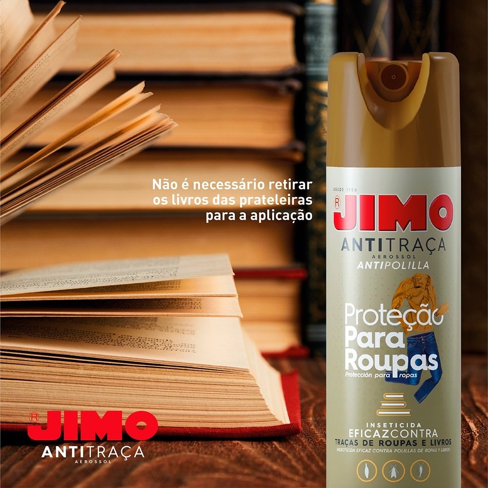 Jimo Anti-Traça Aerossol 300ml/175g Contra Traças de Roupas e Livros