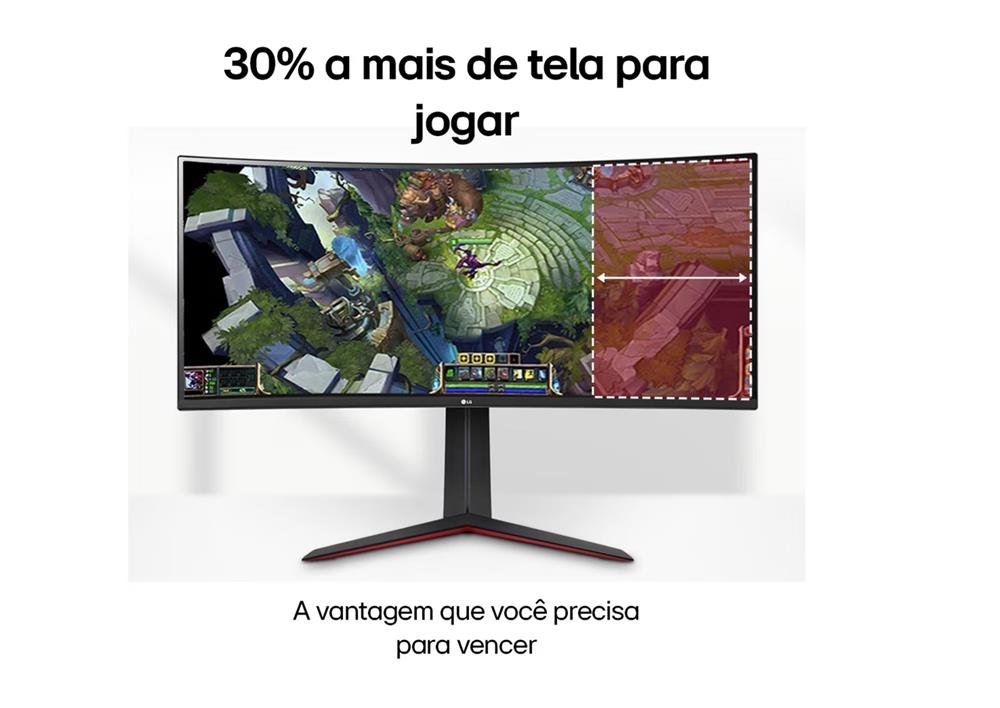 Monitor Lg 34 Curvo Gamer Ultragear Va Wqhd Ultrawide 160Hz 1Ms Maxx Audio Srgb 99% Ajuste Inclinação /Altura Displayport/2Xhdmi