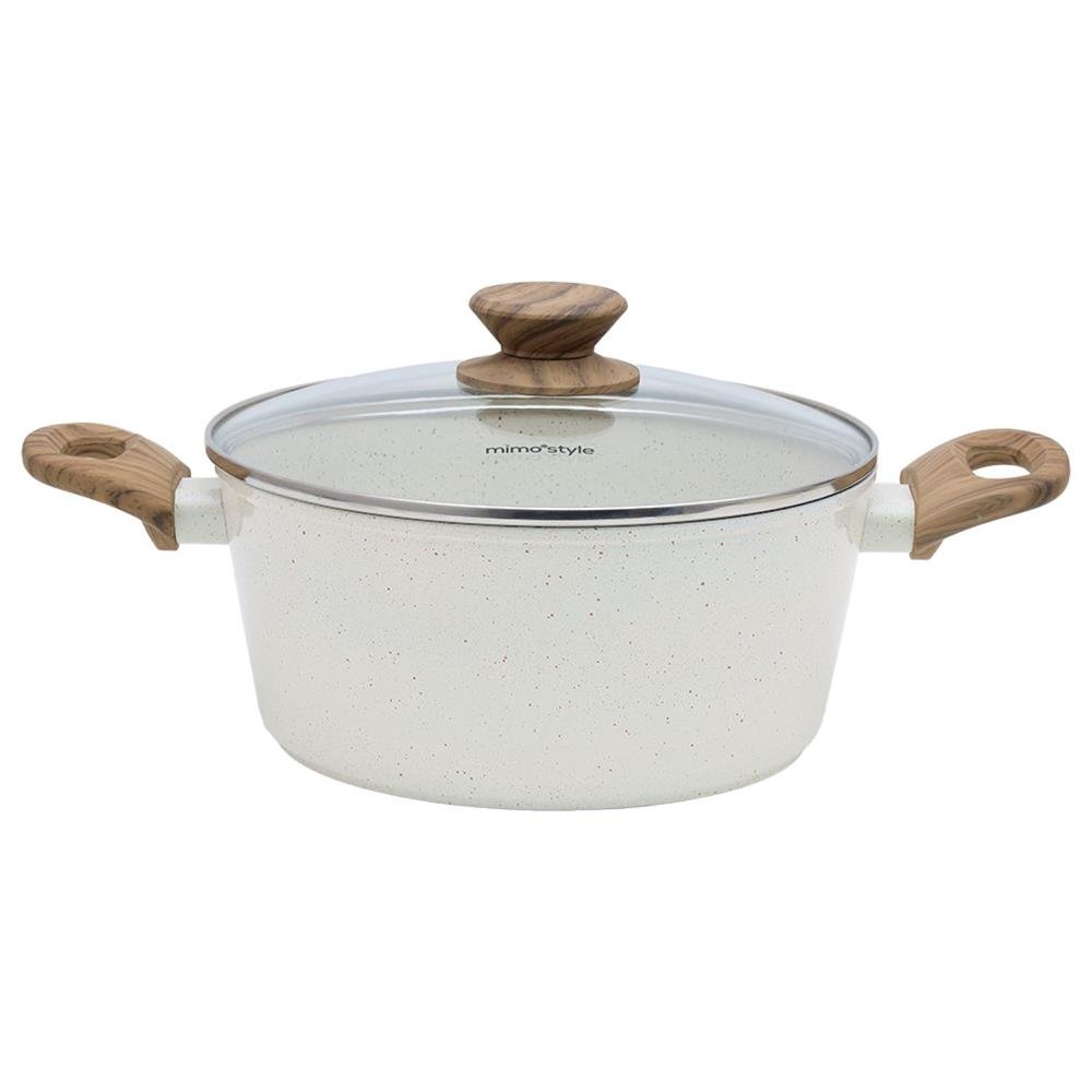 Caçarola Linha Cook Alumínio E Tampa De Vidro Temperado Com Saída Para Vapor. Funciona Em Fogão A Gás, Elétrico E Indução (24Cm, Mármol - Vanilla