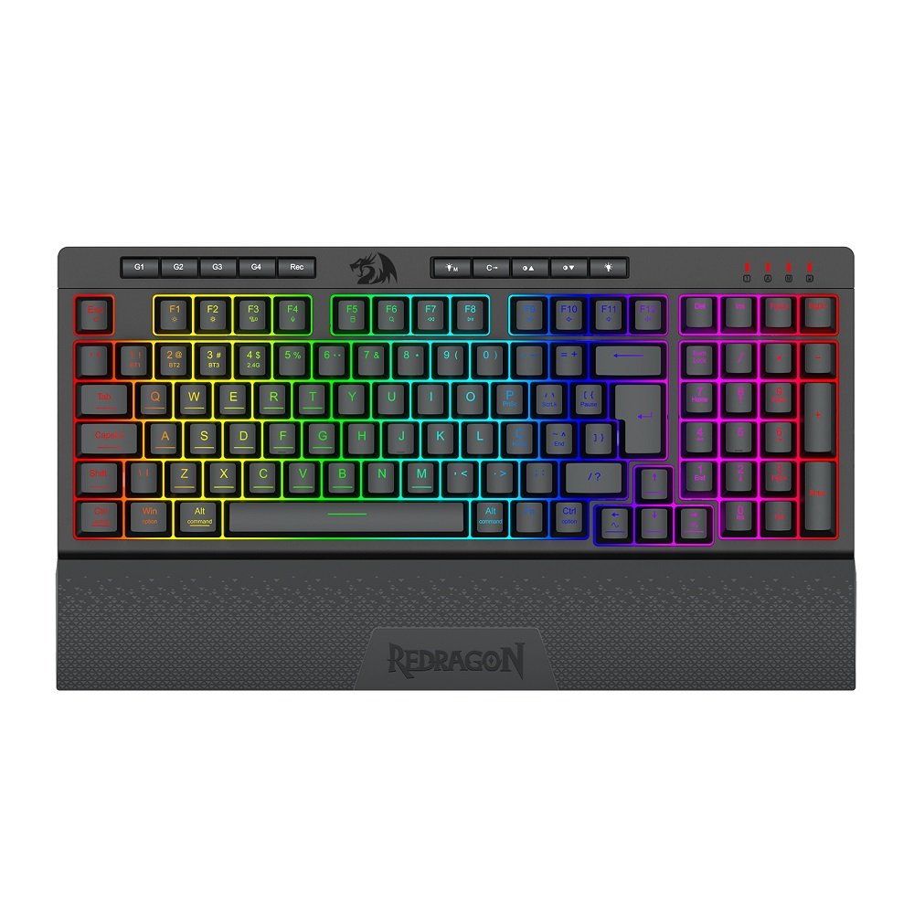 Teclado Gamer Membrana Sem Fio Shiva Pro 98 Rgb, Preto, Abnt2, K515rgb-Pro Pt, Redragon