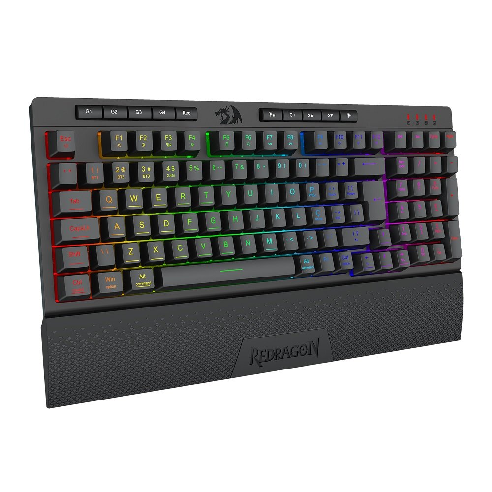 Teclado Gamer Membrana Sem Fio Shiva Pro 98 Rgb, Preto, Abnt2, K515rgb-Pro Pt, Redragon