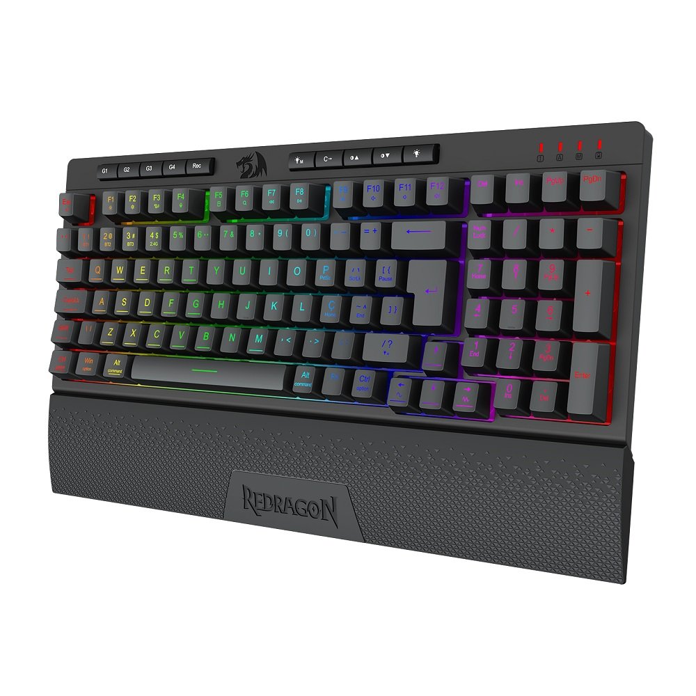 Teclado Gamer Membrana Sem Fio Shiva Pro 98 Rgb, Preto, Abnt2, K515rgb-Pro Pt, Redragon
