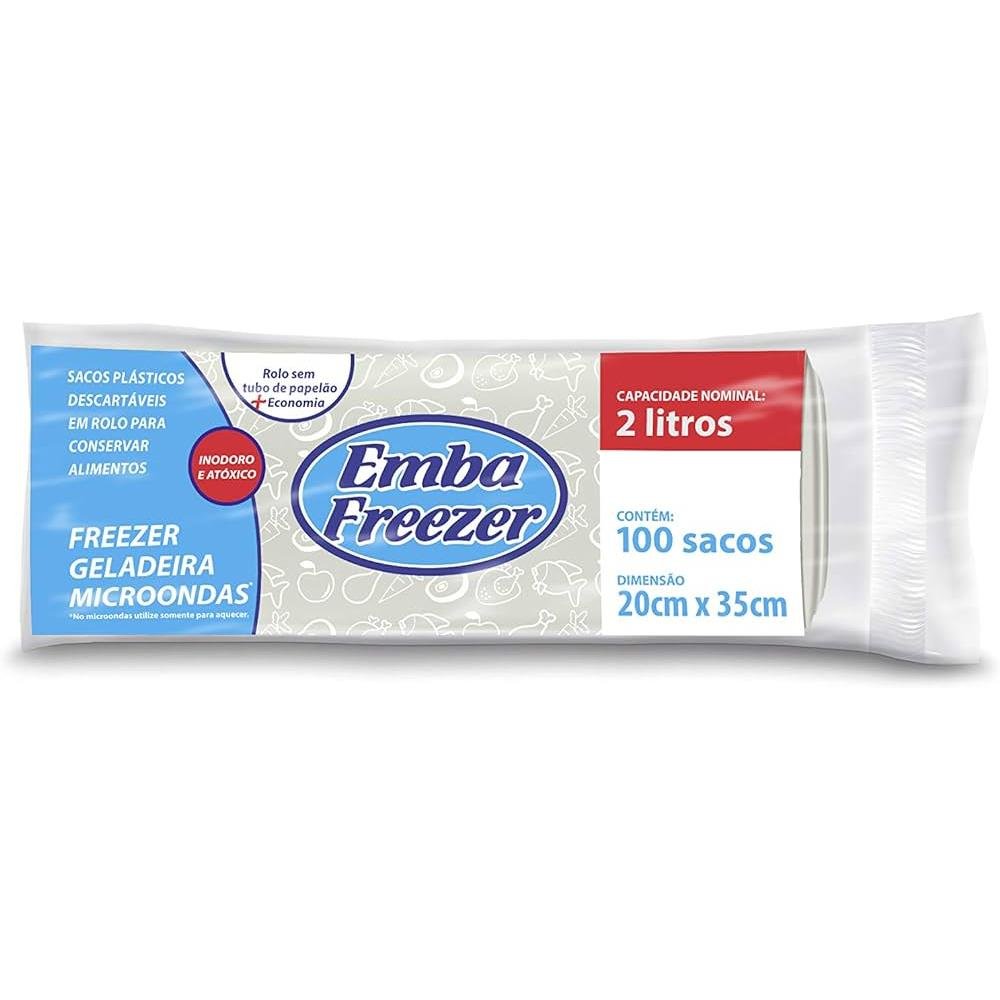 Saco Plastico 2Kg Embafreezer Rolo 20X35cm Com 100 Sacos - Embalagem 30X100 Unidades