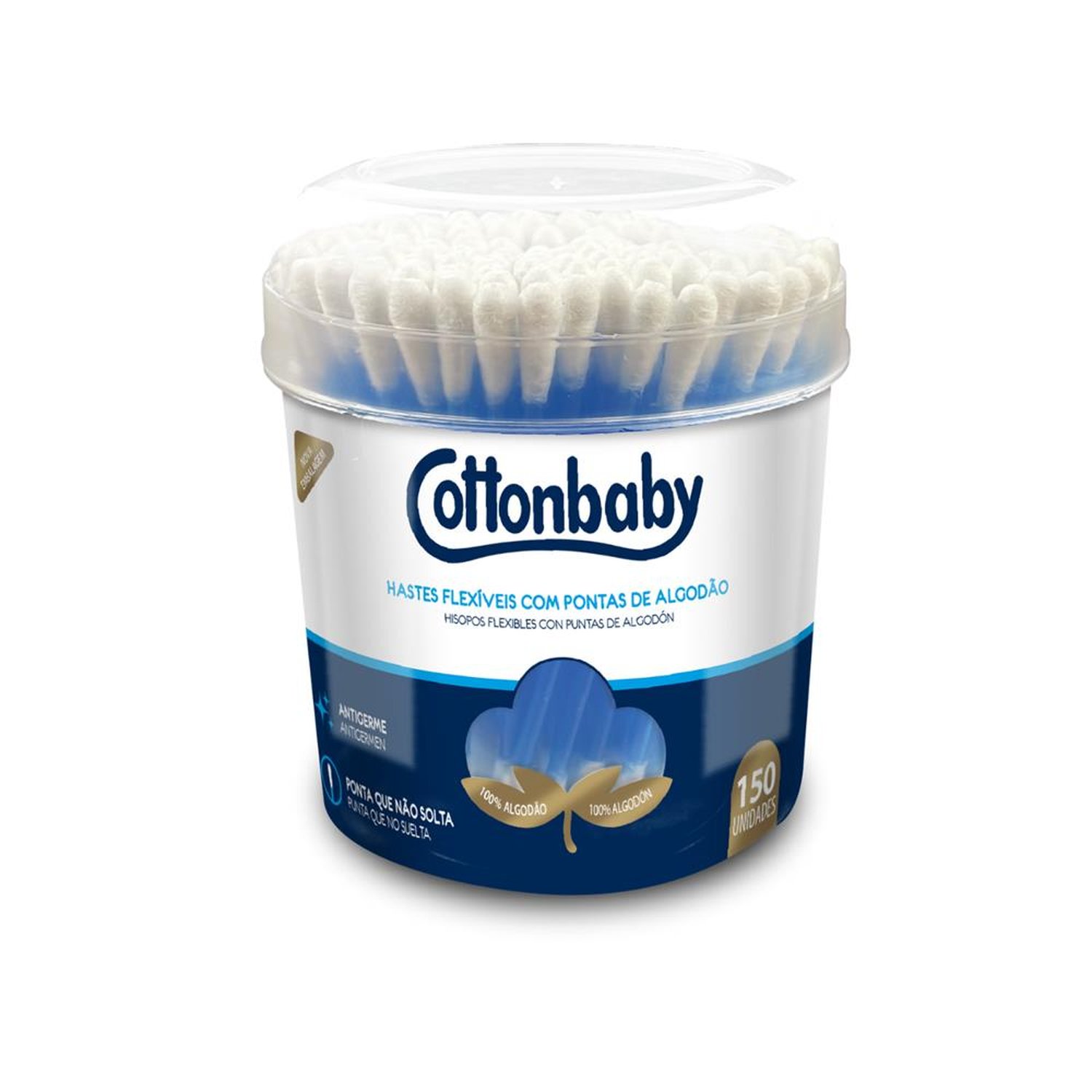 Hastes Flexíveis Pote 150Un - Cottonbaby