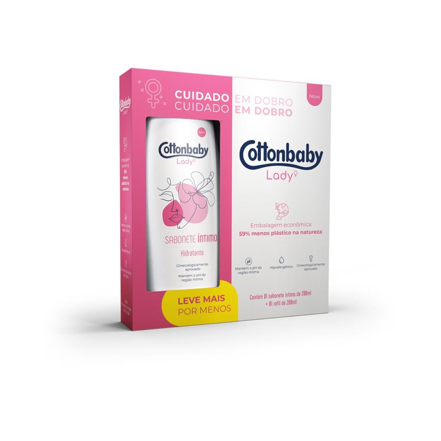 Kit Sabonete Íntimo Hidratante + Refil 200Ml - Cottonbaby