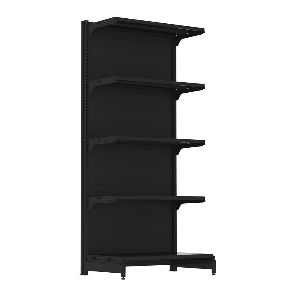 Gôndola Mini Atacarejo Amapa Inicial Parede - 2,02m x 0,90m x 0,50m, 5 Bandejas, Preto