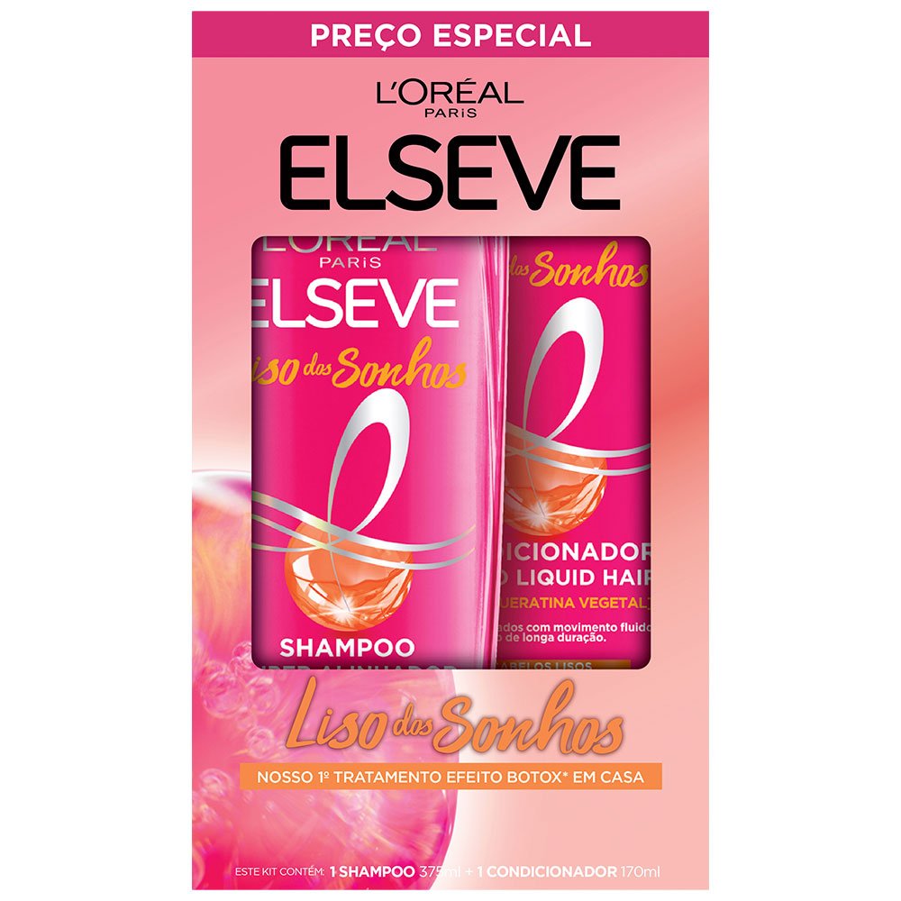 SHAMPOO 375ML+CONDICIONADOR ELSEVE LISO DOS SONHOS 170ML