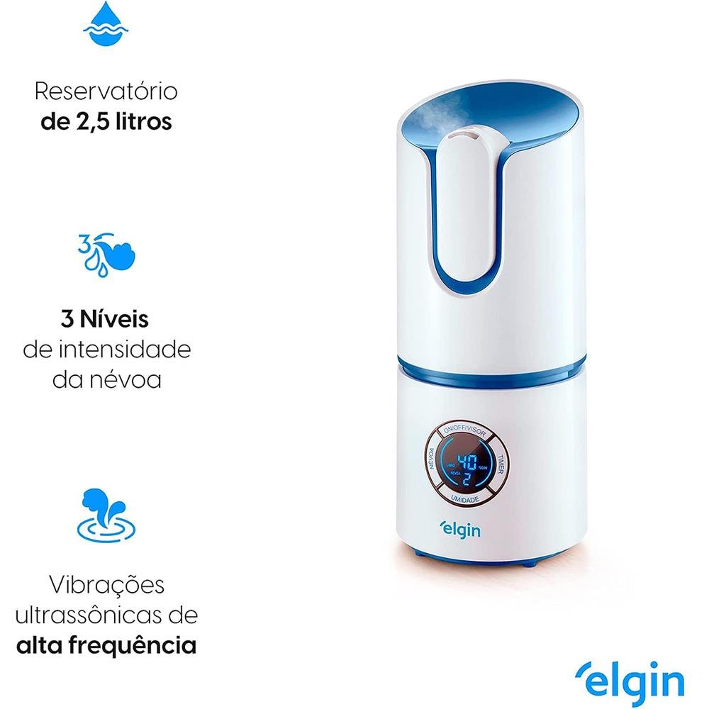 Umidificador De Ar Elgin Ultrassônico Digital 2,5L Bivolt Branco - 45Udzno3nonc