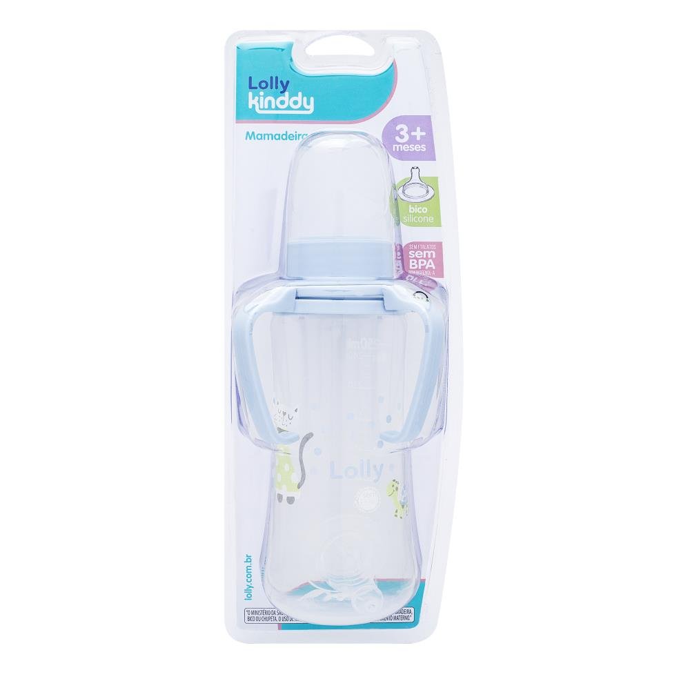 Mamadeira Plus Bico Silicone Alca 240ml Azul Bl2560