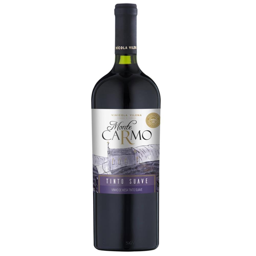 Vinho Monte Carmo Tinto Suave Vidro 1 Litro - Embalagem 12X1 Lt