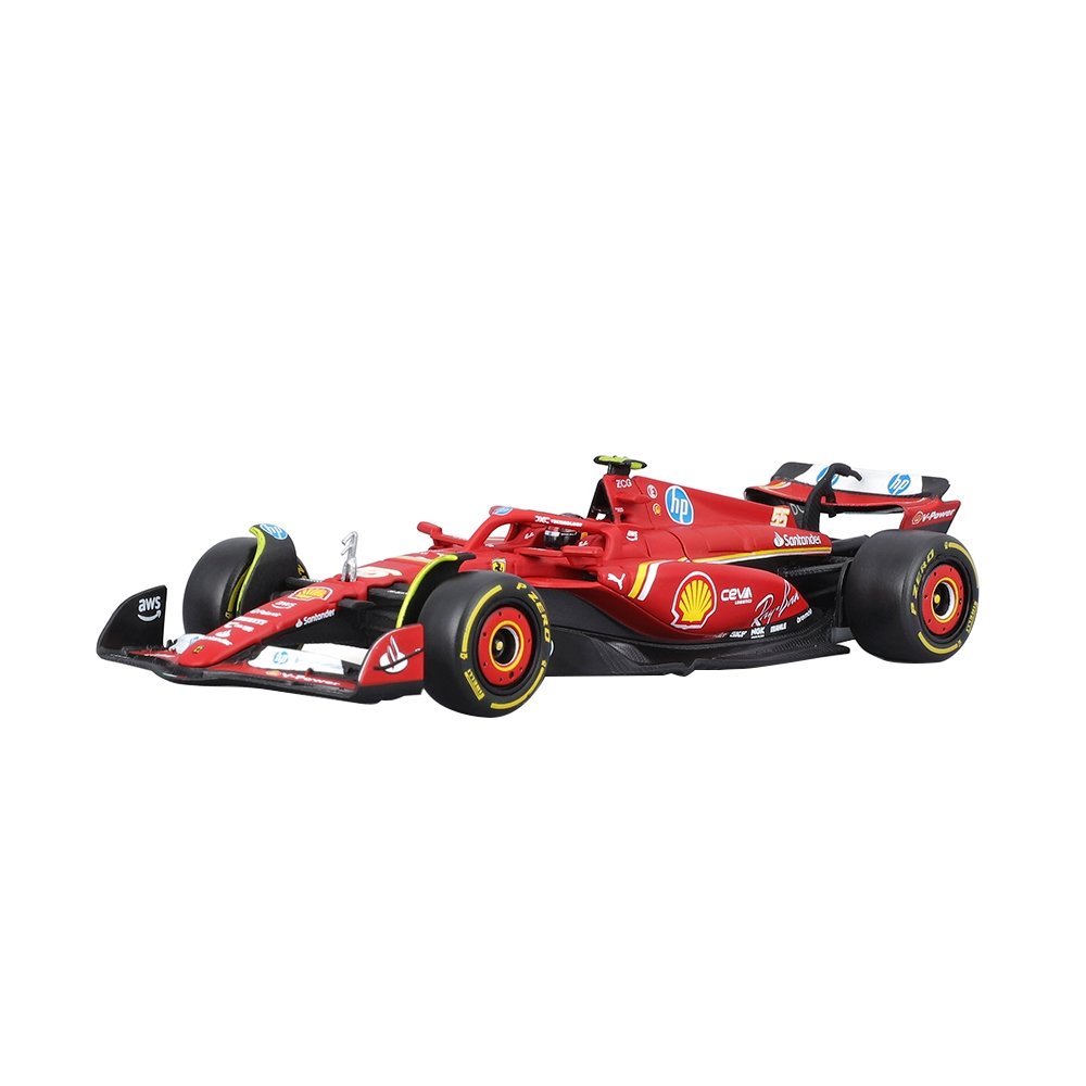 Carrinho Burago Ferrari SF-24 F1 1:43 Sainz com Capacete 18-36843A