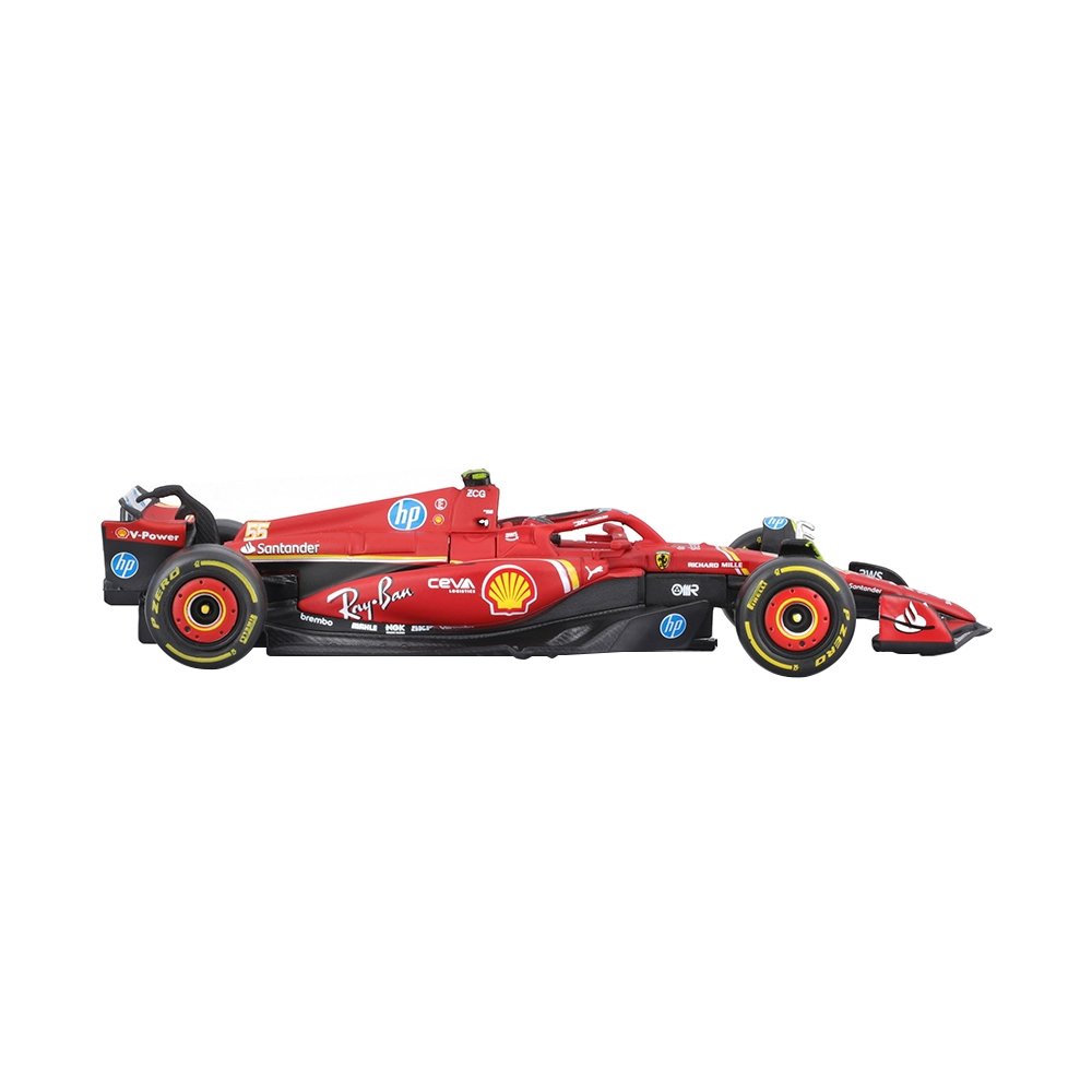 Carrinho Burago Ferrari SF-24 F1 1:43 Sainz com Capacete 18-36843A