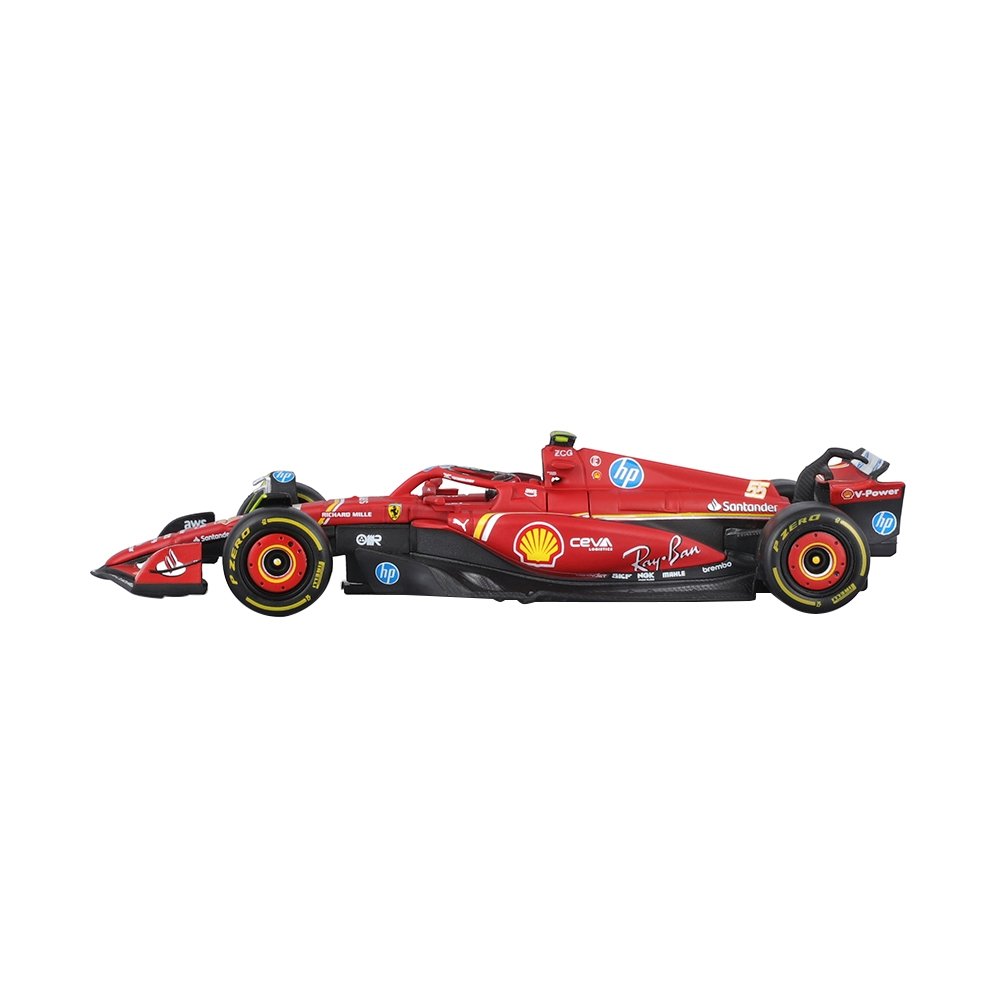 Carrinho Burago Ferrari SF-24 F1 1:43 Sainz com Capacete 18-36843A