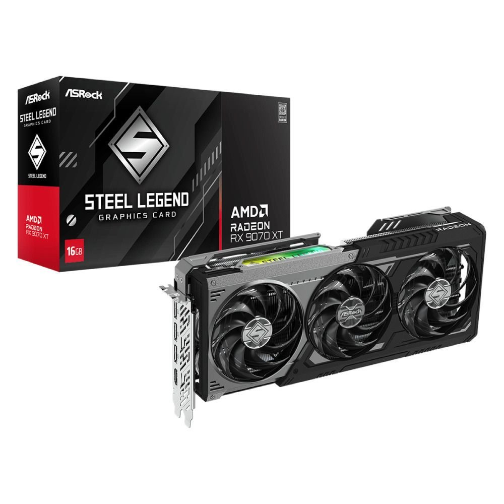 Placa De Vídeo Asrock Rx 9070 Xt Steel Legend Dark, 16Gb, Gddr6 - 90-Ga5vzz-00Uanf