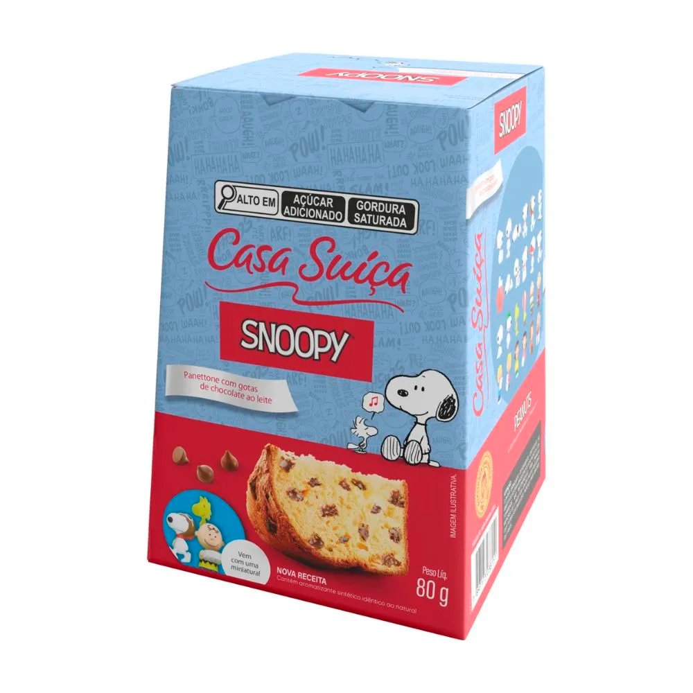 Panettone Com Gotas De Chocolate Ao Leite Snoopy Casa Suíça 80G