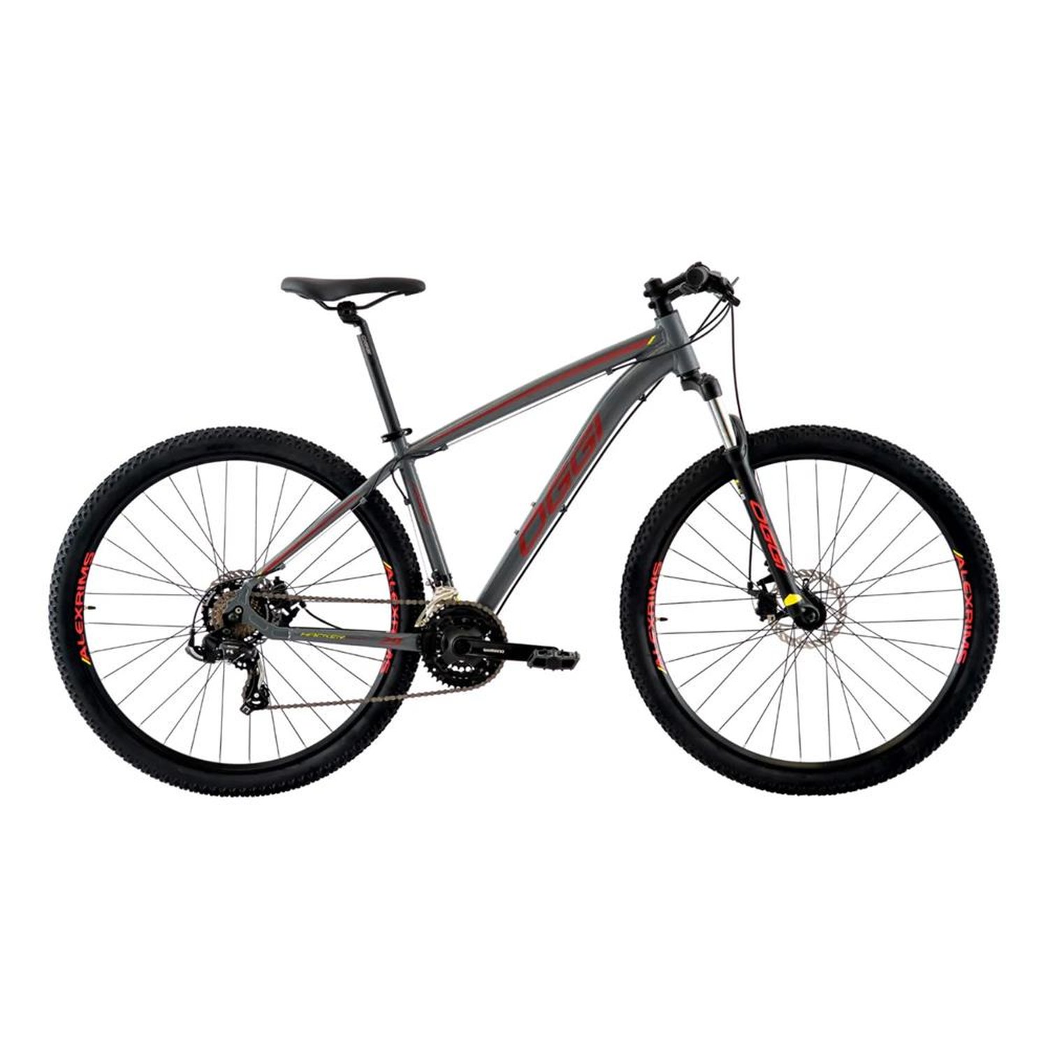 Bicicleta Oggi 29 Hacker Sport 21V Grafite / Vinho / Amarelo 15,5 - (Ba071166)