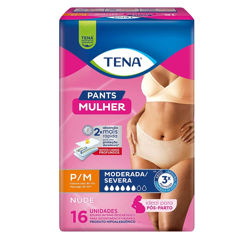Roupa Intima Tena Pants Mulher Nude P/M 16 Unidades
