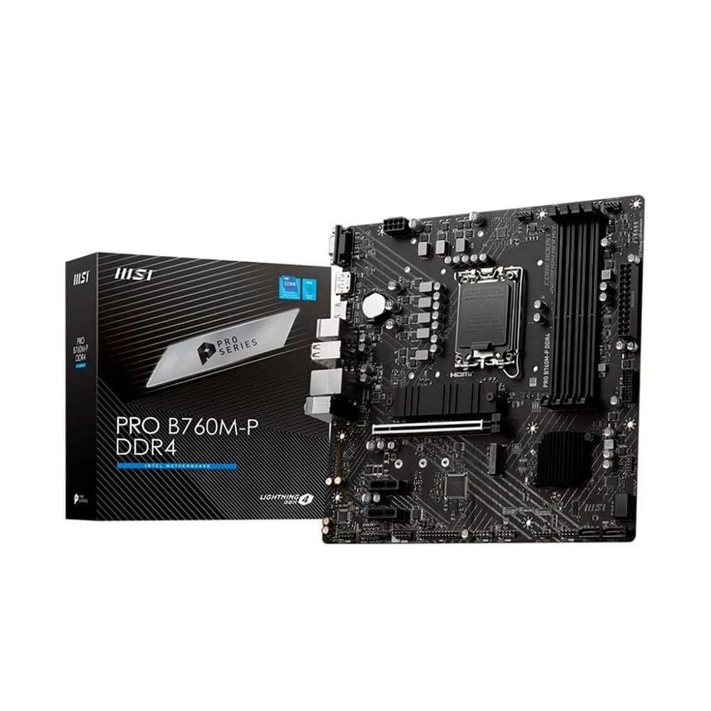Placa Mãe Msi Pro B760m-P Ddr4 (Lga 1700/4Xddr4/Hdmi/Dp/Vga/M.2/Usb 3.2)